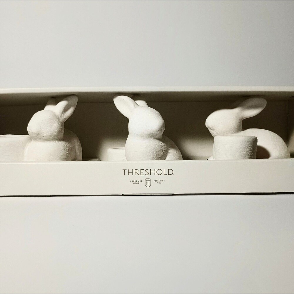 Threshold Easter Bunny Taper Candle Holders Set of 3 NWT Cottagecore Woodland